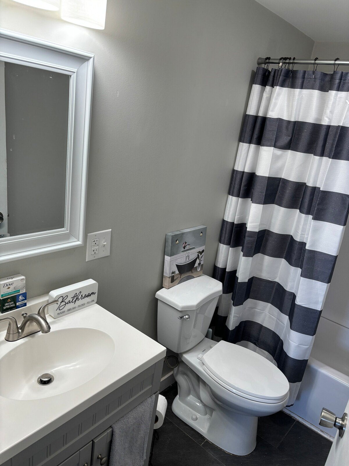 Bathroom vanity and shower