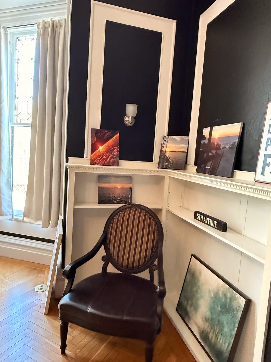 Reading nook with art